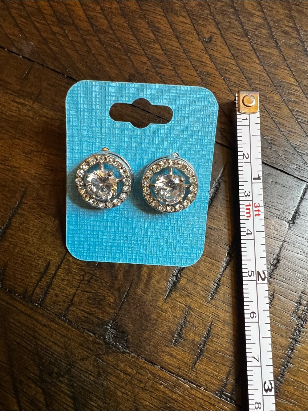 Silver Crystal Halo Stud Earrings - Sparkling Clear Stones